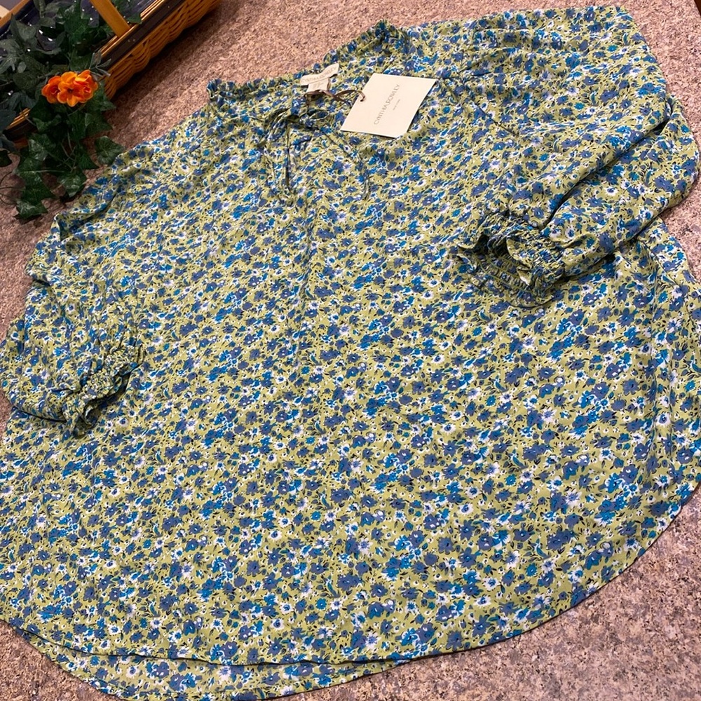 NWT Cynthia Rowley Floral Blouse 2X